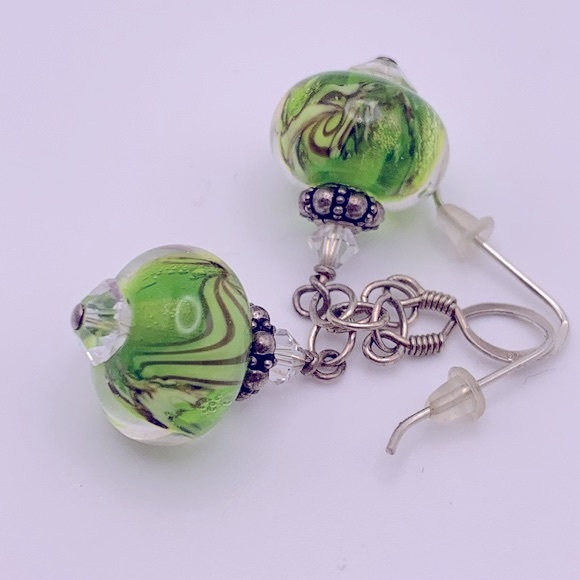 💝 Murano Glass Sterling Silver Earrings 925 - Picture 3 of 4